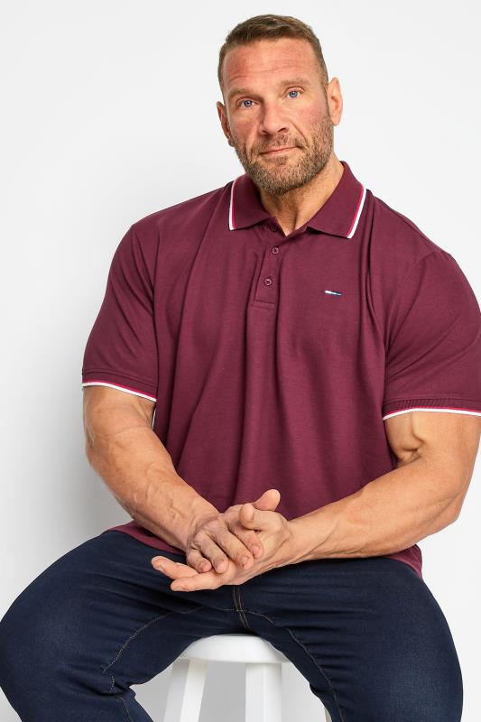 Men's  BadRhino Big & Tall Windsor Wine Red Tipped Red Polo Shirt