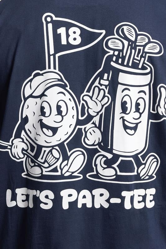 BadRhino Big & Tall Navy Blue Extra Long 'Cartoon Golf' Graphic T-Shirt | BadRhino 5