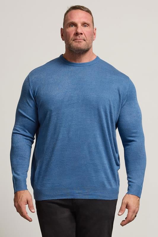 Men's  BadRhino Big & Tall Blue Crew Neck Jumper