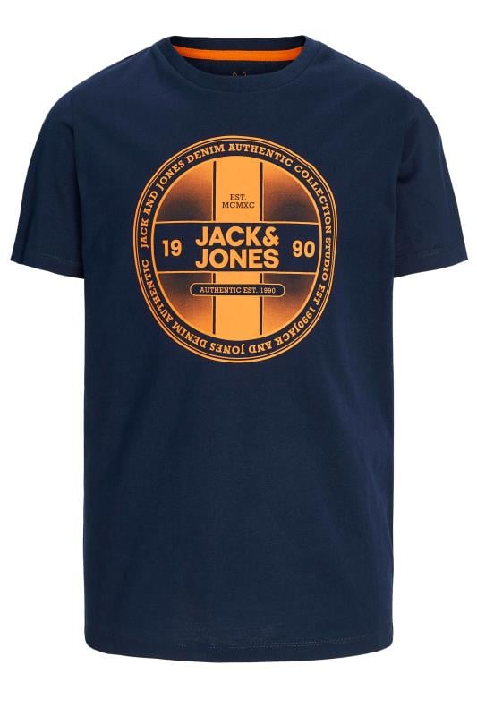 JACK & JONES Big & Tall Navy Blue Logo Graphic T-Shirt | BadRhino 1