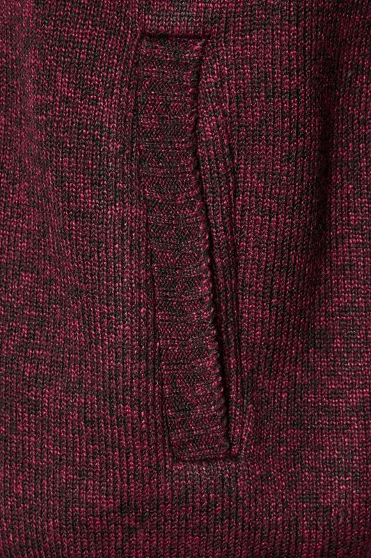 D555 Big & Tall Burgundy Red Quater Zip Knitted Jumper | BadRhino 3