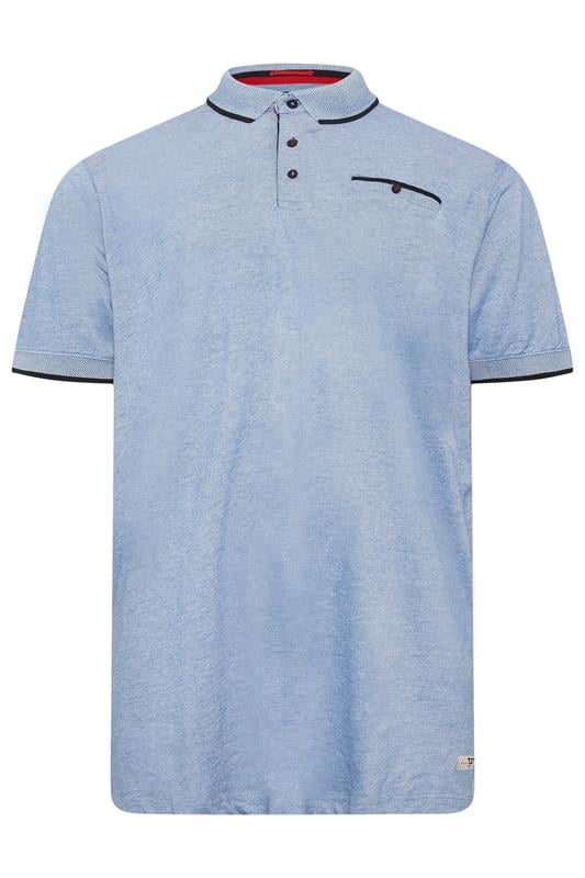 D555 Big & Tall Blue Pique Jacquard Polo Shirt | BadRhino 2