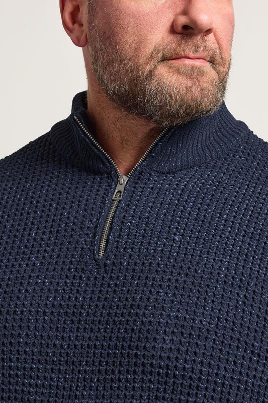 BadRhino Big & Tall Navy Blue Chenille Quarter Zip Jumper | BadRhino 4