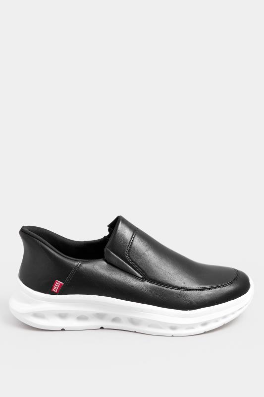 D555 Black Faux Leather Slip On Shoes | BadRhino 2