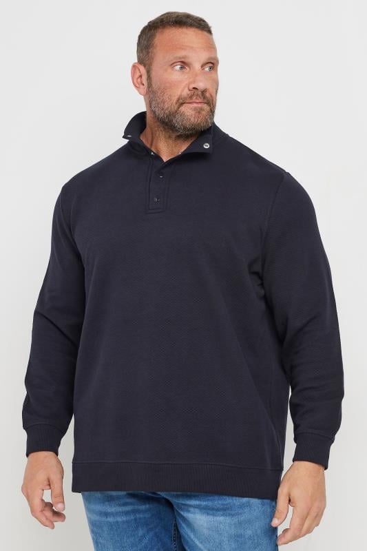 BadRhino Big & Tall Navy Blue Diamond Quilted Button Sweatshirt | BadRhino 1