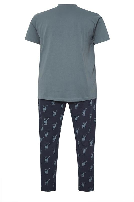 BadRhino Big & Tall Navy & Storm Blue Stag Pyjama Set | BadRhino 5
