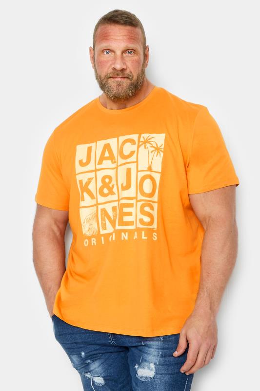 Men's  JACK & JONES Big & Tall Orange Originals Logo Print T-Shirt