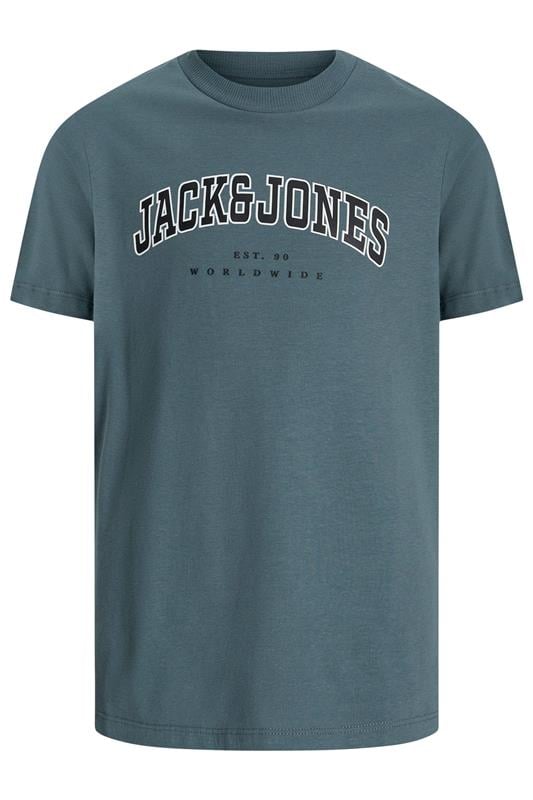 Jack & Jones Big & Tall Stormy Blue Varsity Logo T-Shirt | BadRhino 1