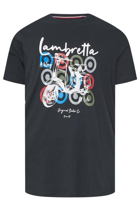 LAMBRETTA Big & Tall Navy Blue Abstract Scooter Print T-Shirt | BadRhino 1