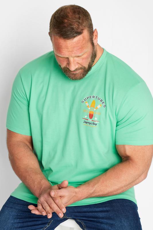 Men's  BadRhino Big & Tall Turquoise Green 'Supertubes' Slogan T-Shirt