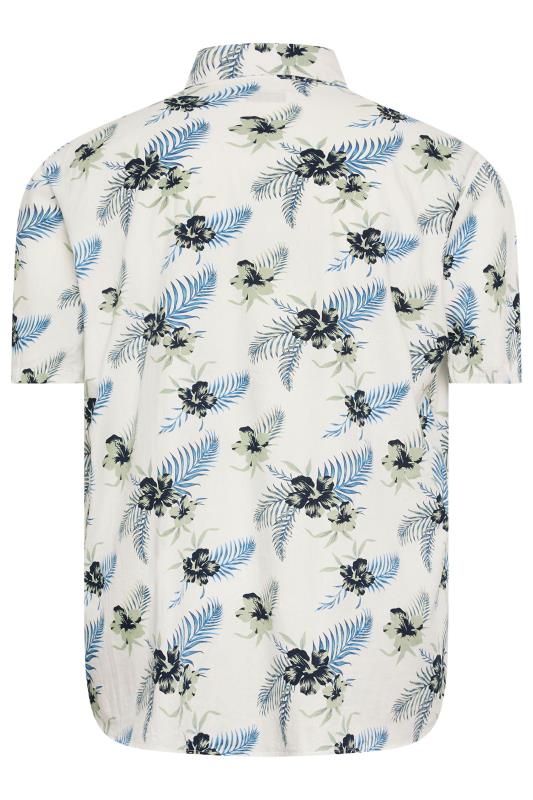 JACK & JONES Big & Tall White Tropical Print Short Sleeve Cotton Shirt | BadRhino 4