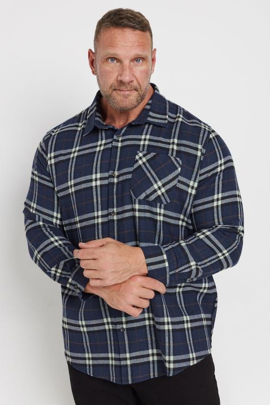 BadRhino Big & Tall Navy Long Sleeve Check Shirt | BadRhino 2