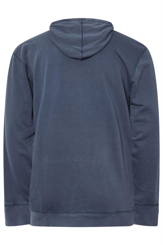 KAM Big & Tall Indigo Blue Embossed Crew Neck Hoodie | BadRhino 2