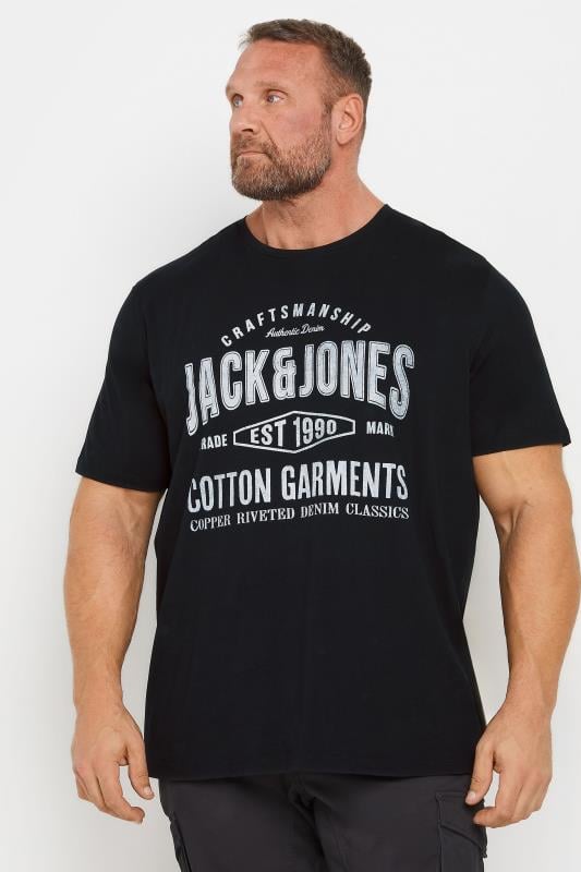 Men's  JACK & JONES Black Slogan Short Sleeve T-Shirt