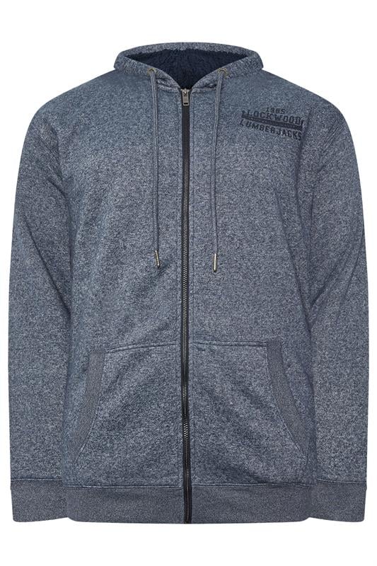 Men's  KAM Big & Tall Navy Blue Lumberjack Fleece Lined Hoodie