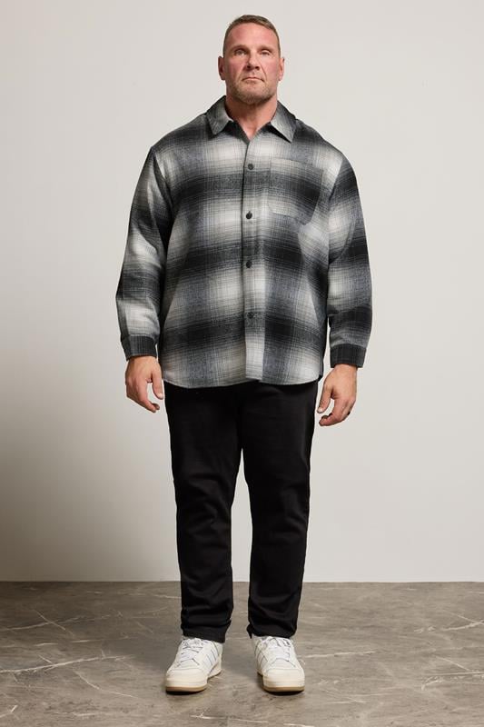 JACK & JONES Big & Tall Black Check Overshirt | BadRhino 2