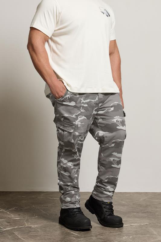 BadRhino Big & Tall Grey Camo Print Cargo Trousers | BadRhino 2