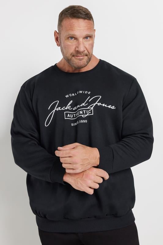 Men's  JACK & JONES Big & Tall Black 'Ferris' Crew Neck Sweatshirt