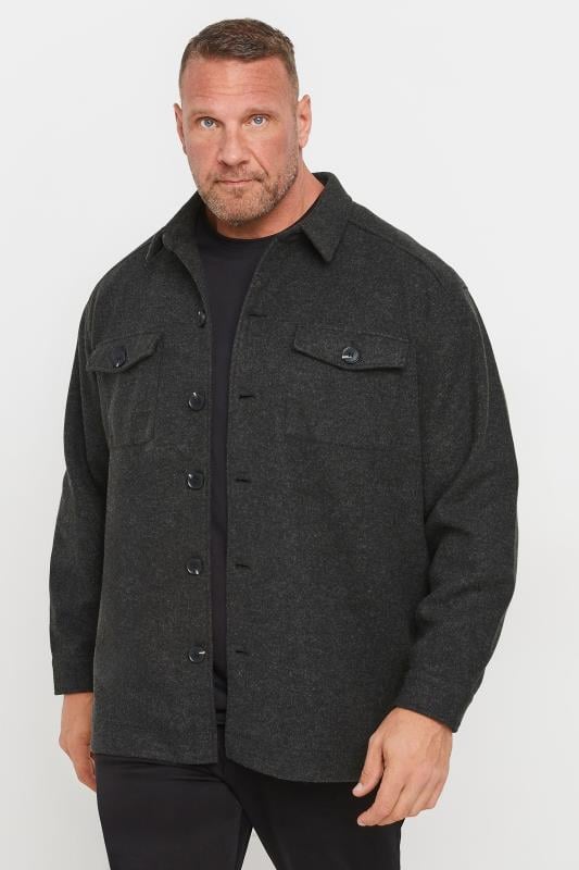 BadRhino Big & Tall Charcoal Grey Premium Button Down Shackets | BadRhino 2