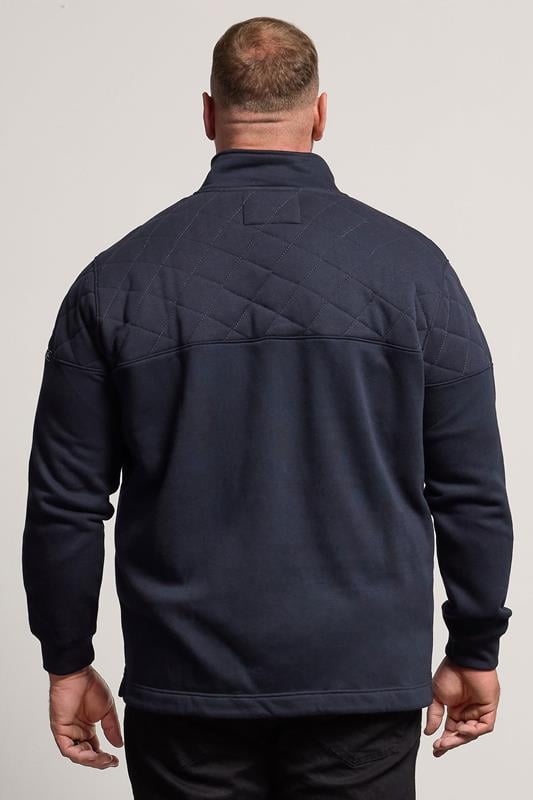 BadRhino Big & Tall Navy Blue Diamond Quilted Quarter Zip Sweatshirt | BadRhino 3