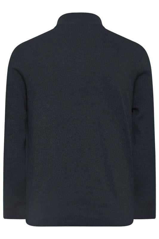 BadRhino Big & Tall Navy Blue Milano Quarter Zip Knit Jumper | BadRhino 5