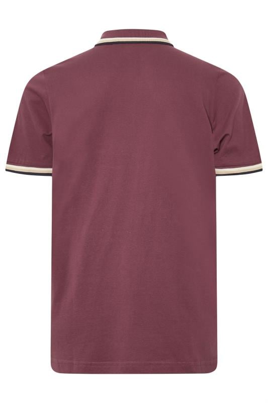 LAMBRETTA Big & Tall Burgundy Red Tipped Polo Shirt | BadRhino 2