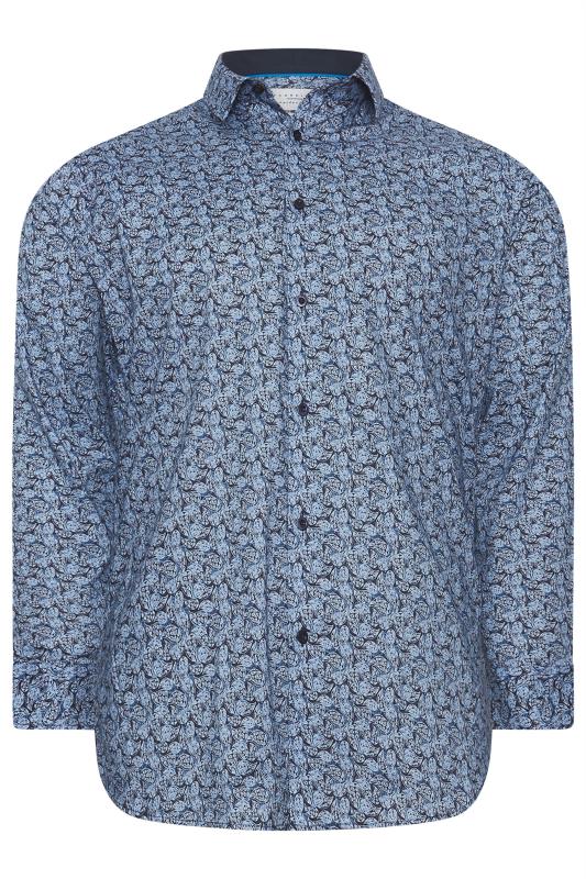 BadRhino Big & Tall Blue Paisley Print Formal Shirt | BadRhino 3