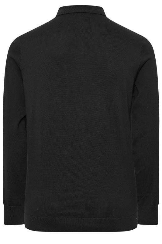 BadRhino Big & Tall Black Long Sleeve Knitted Polo Shirt | BadRhino 4