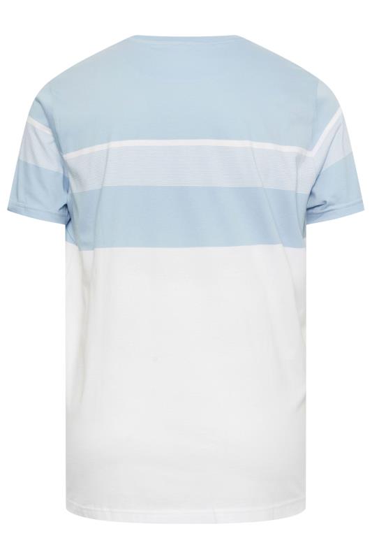 U.S. POLO ASSN. Big & Tall Blue & White Colour Block Stripe T-Shirt | BadRhino 4