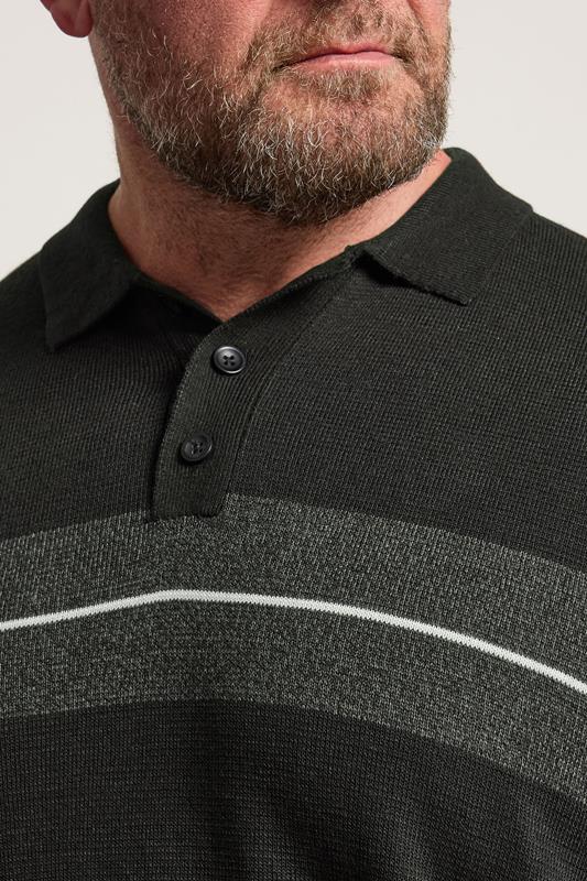 BadRhino Big & Tall Black Stripe Collared Knitted Jumper | BadRhino 4