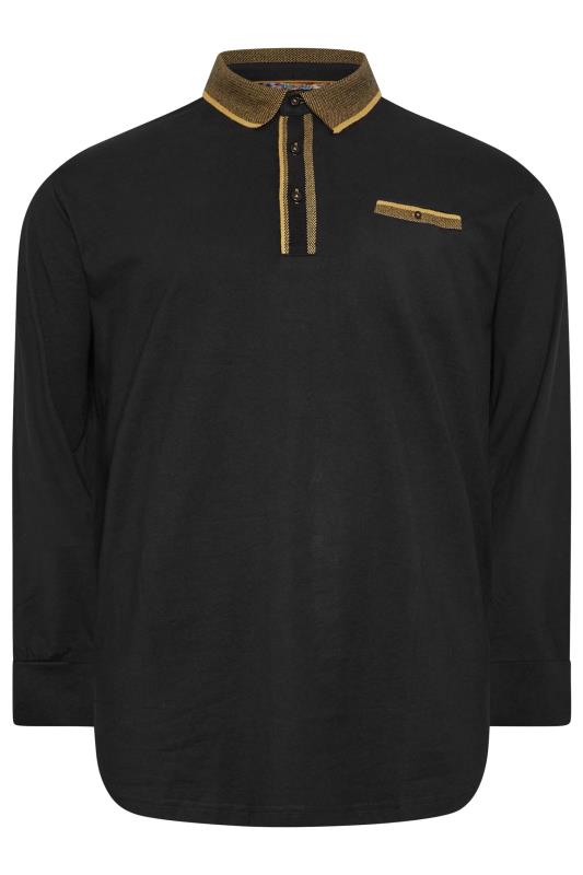 KAM Big & Tall Black Long Sleeve Polo Shirt | BadRhino 3