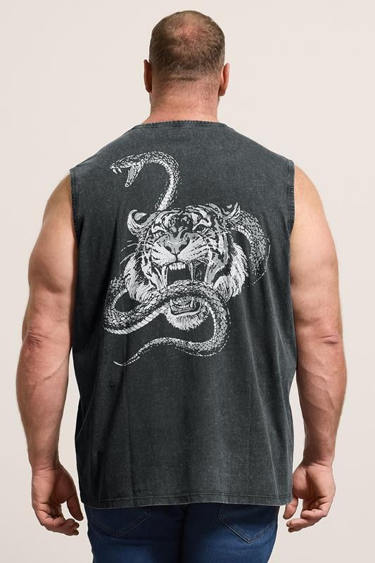 BadRhino Big & Tall Black Acid Wash Graphic Vest | BadRhino 2