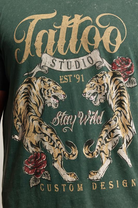 BadRhino Big & Tall Green Acid Wash Tiger Graphic T-Shirt | BadRhino 4