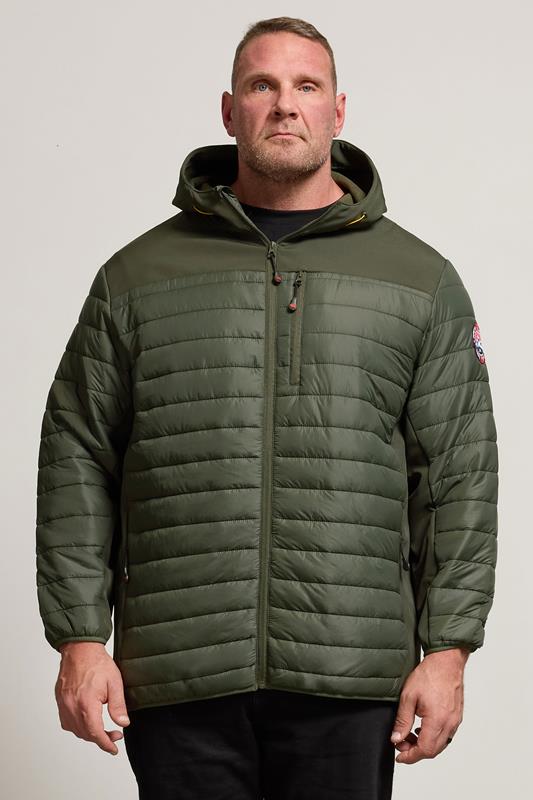 Men's  D555 Big & Tall Khaki Green Hybrid Quilted Soft Shell Jacket