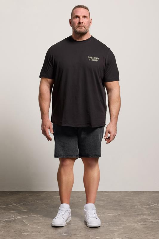 JACK & JONES Big & Tall Black Denim Shorts | BadRhino 2