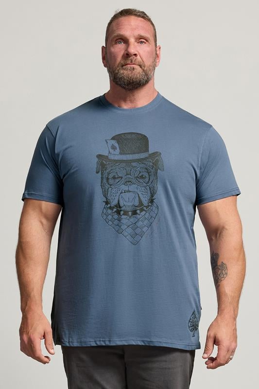  KAM Big & Tall Indigo Blue Bulldog Graphic T-Shirt