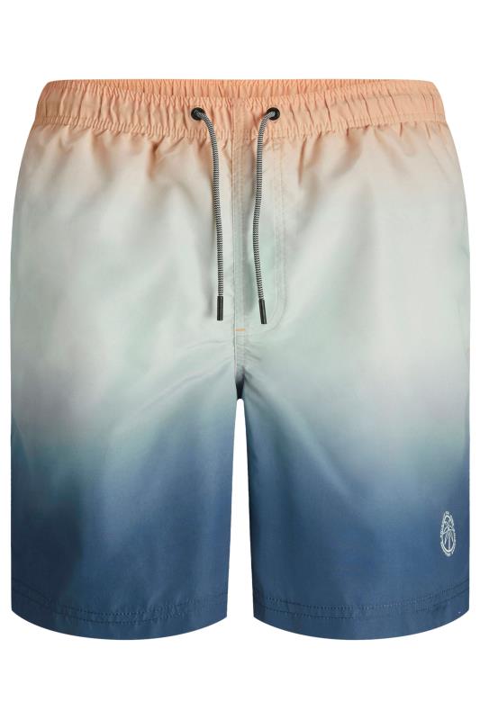 JACK & JONES Big & Tall Peach & Blue Dip Dye Swim Shorts | BadRhino 1