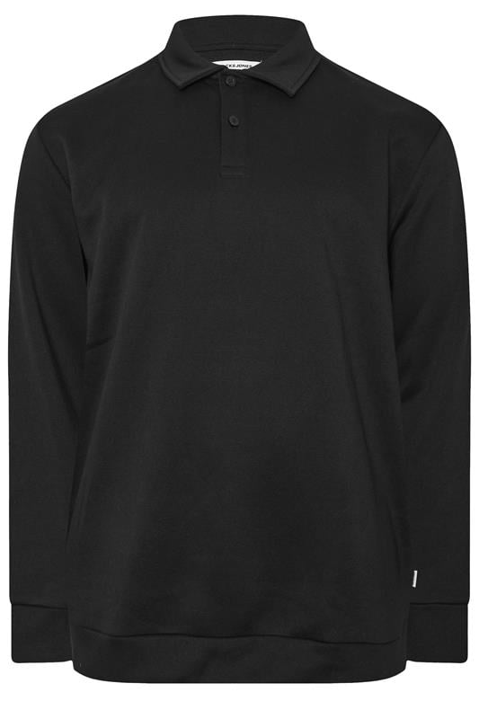 JACK & JONES Big & Tall Black Radley Polo Sweatshirt | BadRhino 1