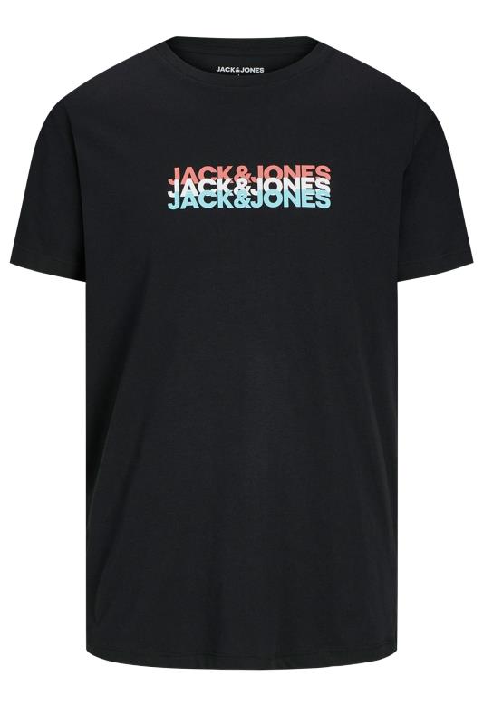 JACK & JONES Big & Tall Black Chest Logo Trio Crew Neck T-Shirt | BadRhino 2