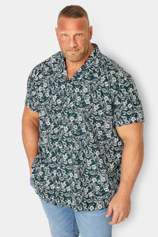 Men's  BadRhino Big & Tall Black Floral Short Sleeve Shirt