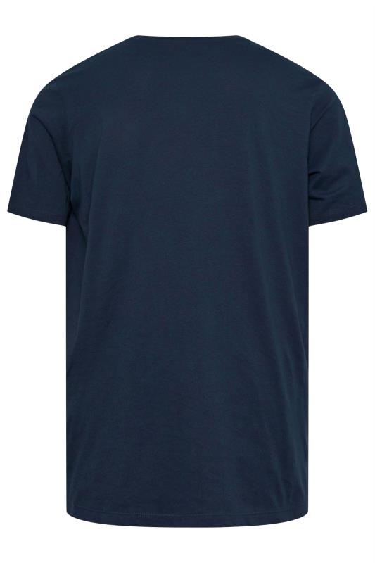 JACK & JONES Big & Tall Navy Blue 'Ferris' Chest Print T-Shirt | BadRhino 4