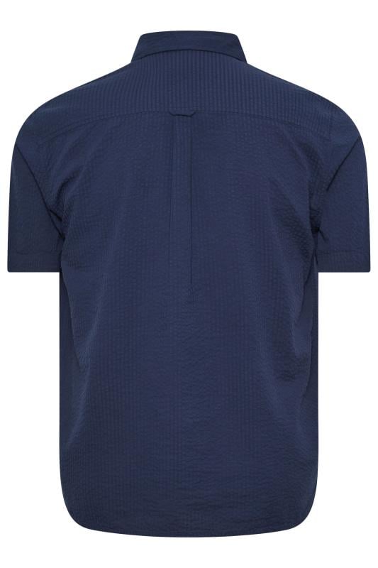 BadRhino Big & Tall Navy Blue Seersucker Short Sleeve Shirt | BadRhino 4