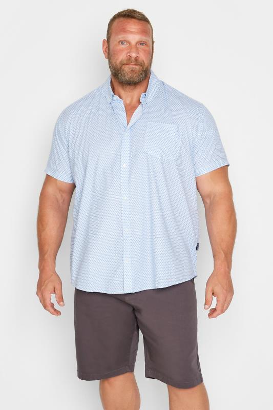 Men's  BadRhino Big & Tall White & Blue Geometric Print Poplin Shirt