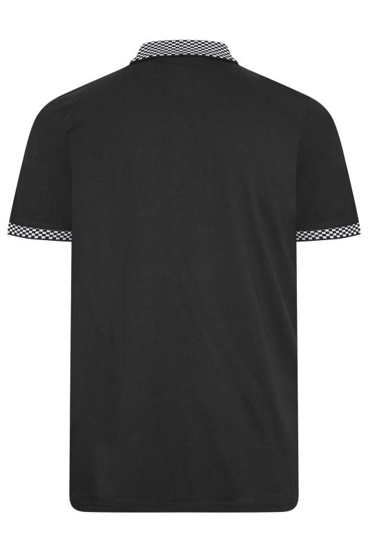 LAMBRETTA Big & Tall Black Check Collar Polo Shirt | BadRhino