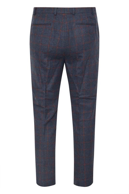 BadRhino Big & Tall Blue & Red Checked Suit Trousers | BadRhino 2