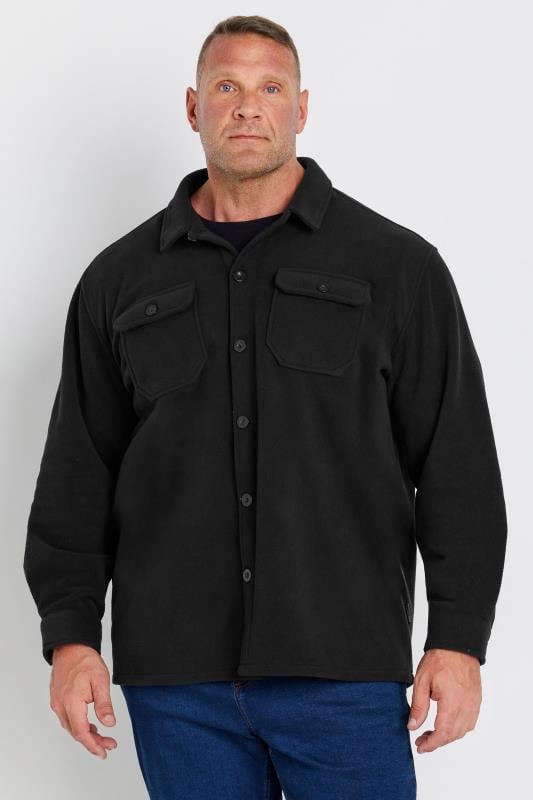 Men's  BadRhino Big & Tall Black Fleece Button Down Shacket