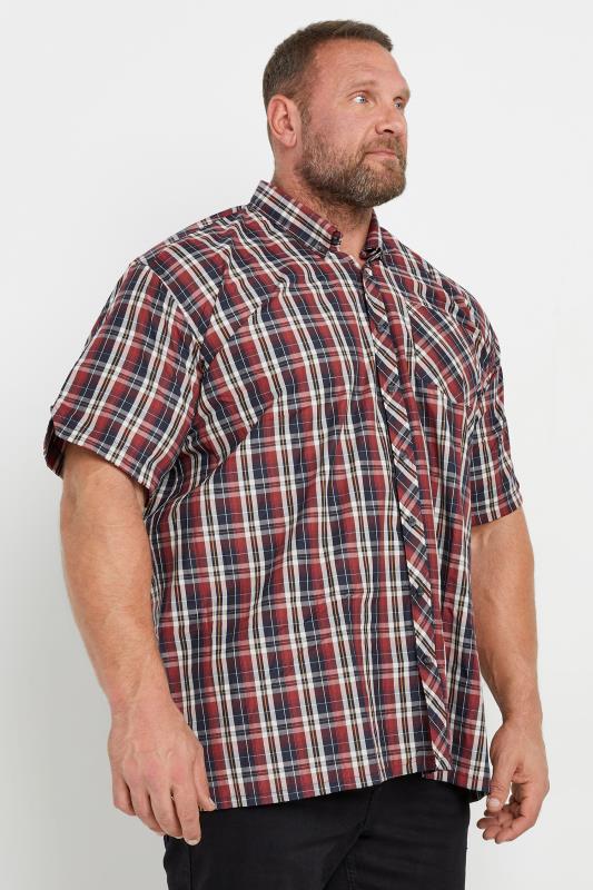 ESPIONAGE Big & Tall Red Check Print Shirt | BadRhino 1