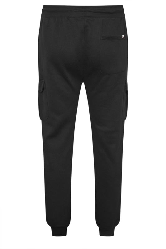 D555 Big & Tall Black Cargo Cuffed Joggers | BadRhino 2