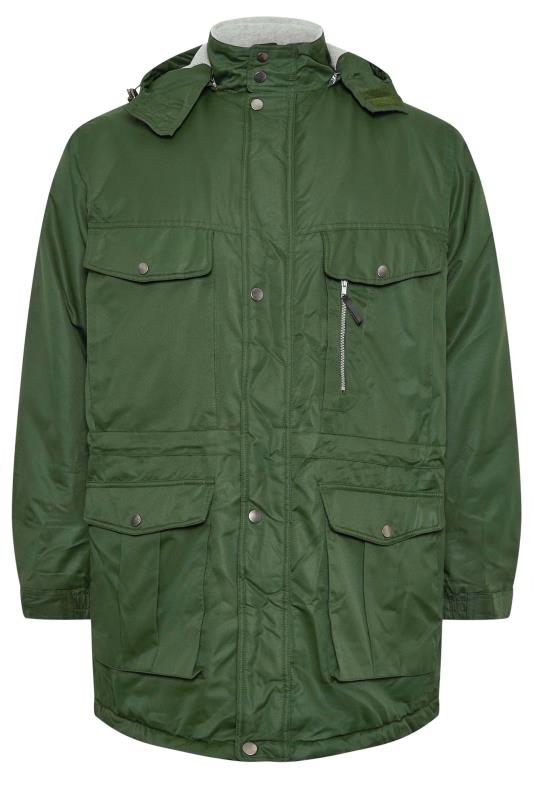 BadRhino Big & Tall Green Fleece Lined Hooded Coat | BadRhino 4