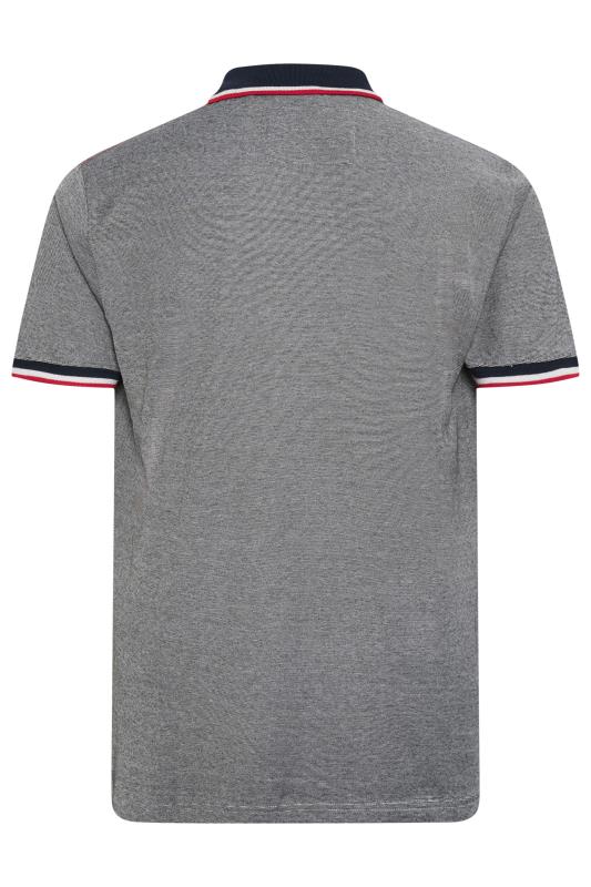 D555 Big & Tall Grey Embroidered Logo Jersey Polo Shirt | BadRhino 4